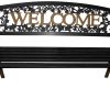 Black & Gold Welcome Metal Bench