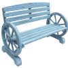 Blue Wash Wagon Wheel Bench