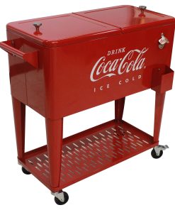 Coca-Cola 80 Qt Retro Rolling Cooler – Embossed Ice Cold. Bottle Opener
