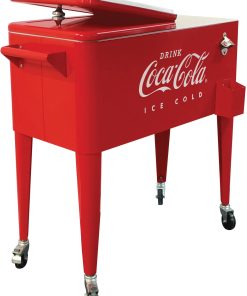 Coca-Cola Retro 80 Qt Rolling Metal Cooler with Opener | Official Licensed