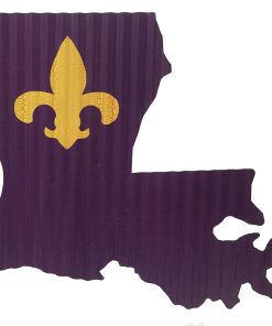 Louisiana Purple and Gold Fleur-de-lis Corrugated Metal Art