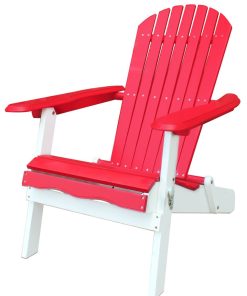 Red and White Folding Adirondack Chair