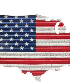 USA Flag Map Corrugated Metal Art - Large - For Pickup ONLY